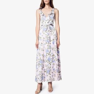Fame And Partners Pink Blue Floral Gown Maxi Dress
